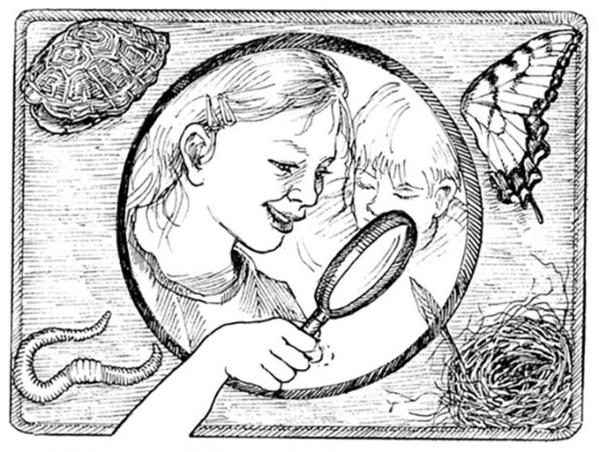 Girl with magnefying glass